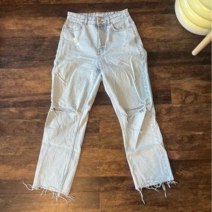 zara light blue cropped jeans
